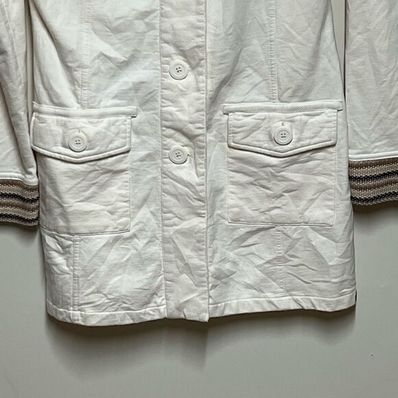 NWOT Prana Rowan Stripe Knit Ivory Brown Cotton Coat Womens Sz XL - Picture 6 of 8